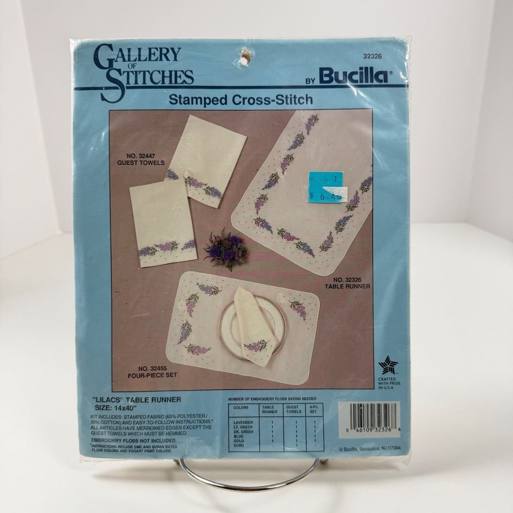 Bucilla 32326 Lilacs Stamped Cross Stitch Table Runner Kit 14x40